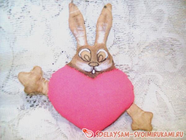 сердце с зайкой подвеска