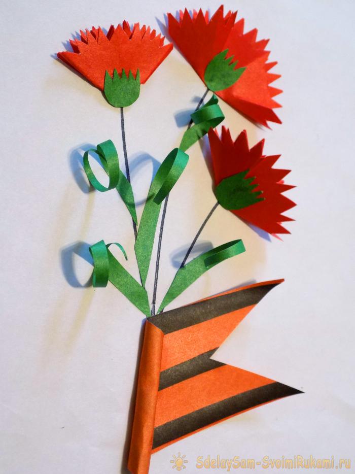 Простые схемы как сделать цветы гвоздики из бумаги