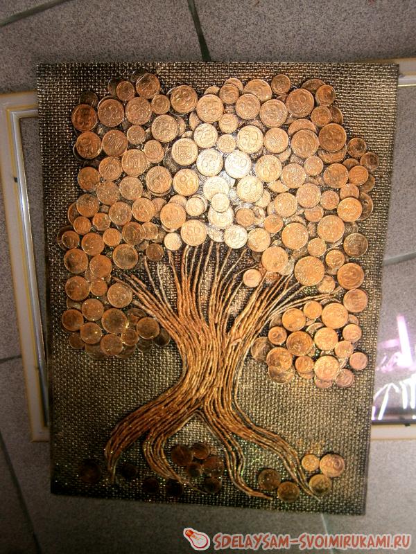 Картина денежное дерево своими руками из монет — мастер-класс пошагово