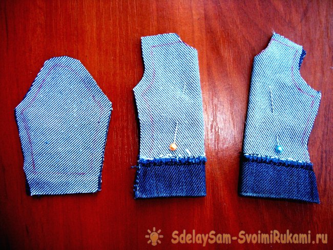 Одежда для куклы из старых джинсов