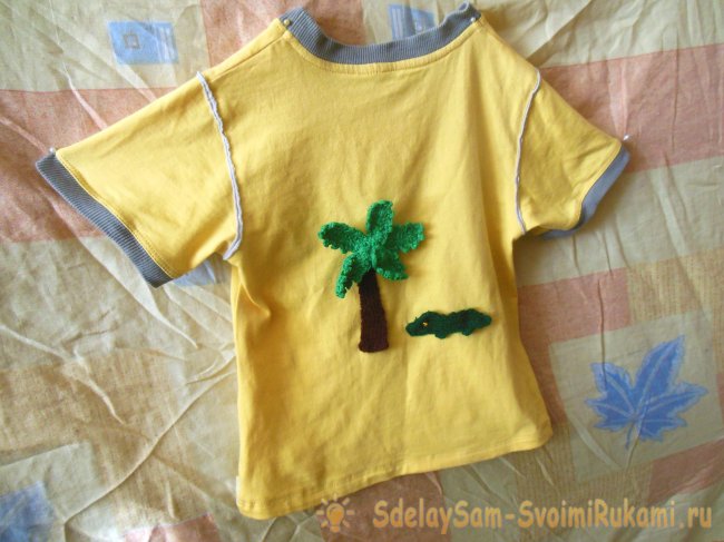 Тропическая аппликация для летней футболки крючком