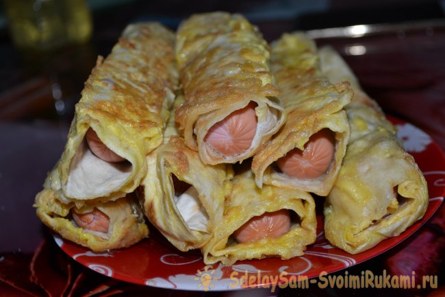 Сосиски в лаваше за 5 минут