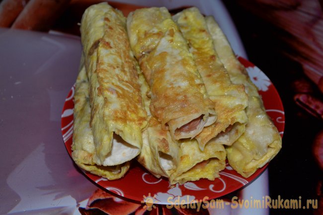 Сосиски в лаваше за 5 минут