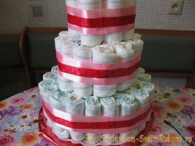 Подарочный торт из памперсов
