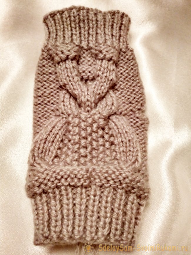 Как связать митенки с узором сова