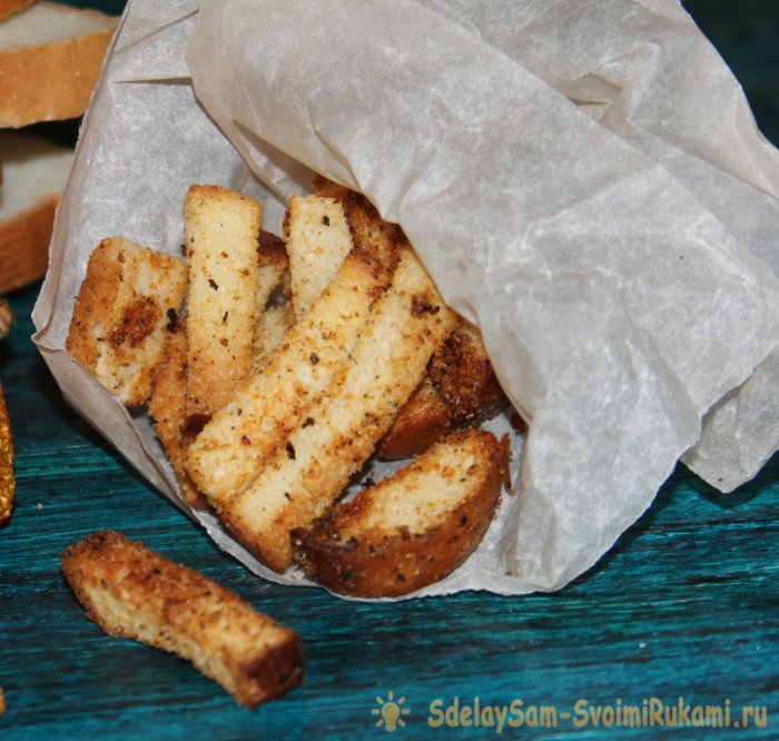 Сухарики из батона за 15 минут
