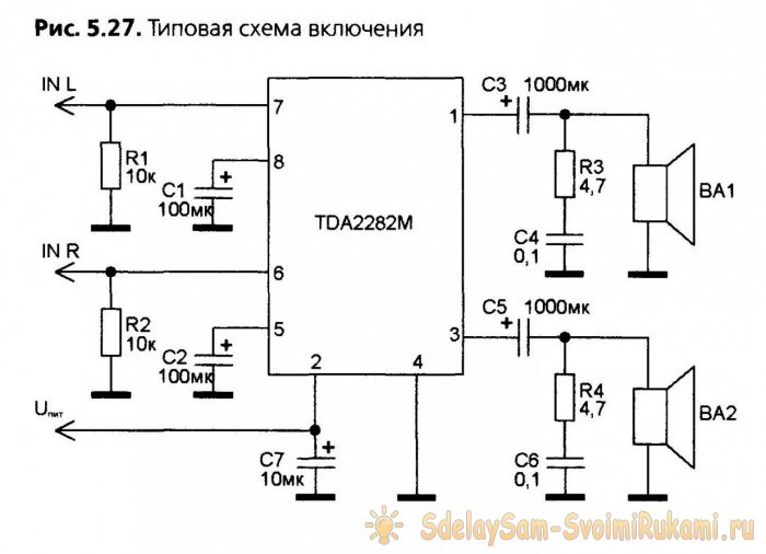Простой усилитель на TDA2822