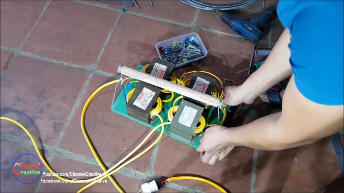 Сварочный аппарат из четырех микроволновок