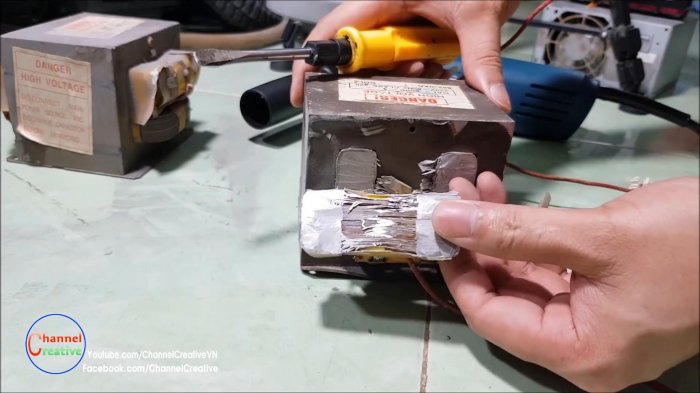 Сварочный аппарат из четырех микроволновок