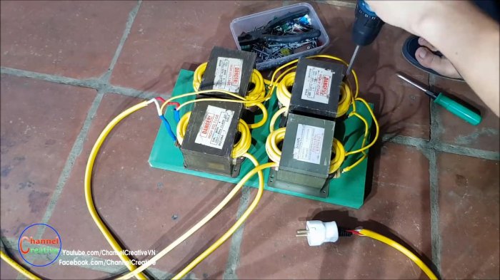 Сварочный аппарат из четырех микроволновок