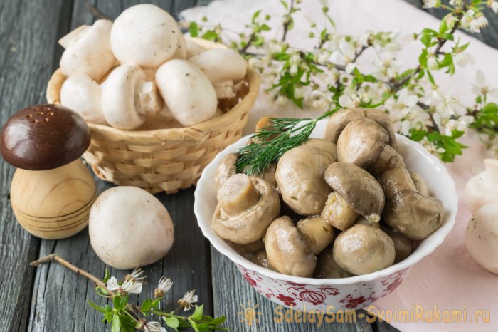 Быстрые маринованные шампиньоны за 1 сутки