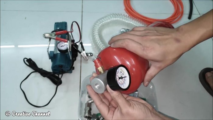 Как из огнетушителя сделать ресивер для компрессора 12 В