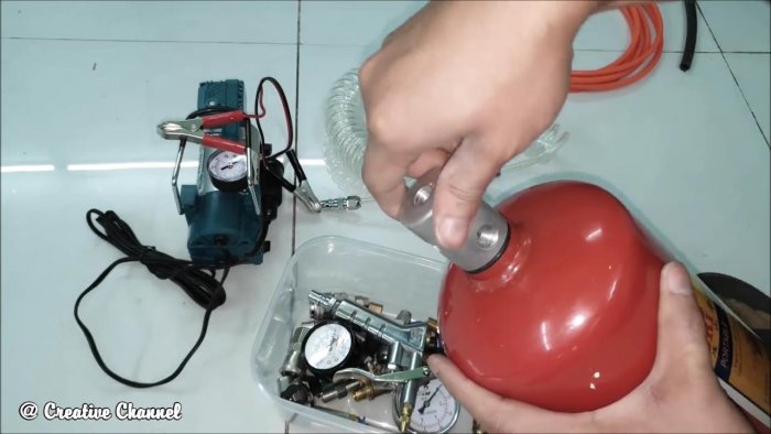 Как из огнетушителя сделать ресивер для компрессора 12 В