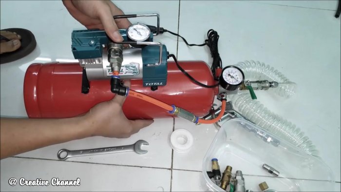 Как из огнетушителя сделать ресивер для компрессора 12 В