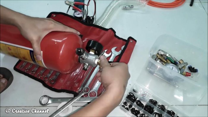 Как из огнетушителя сделать ресивер для компрессора 12 В
