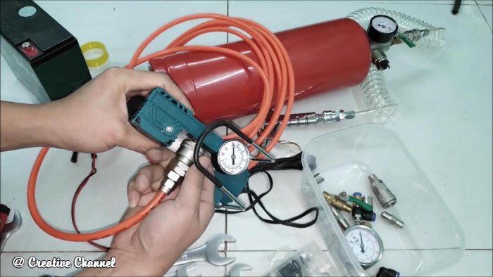 Как из огнетушителя сделать ресивер для компрессора 12 В