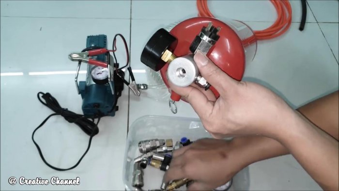 Как из огнетушителя сделать ресивер для компрессора 12 В