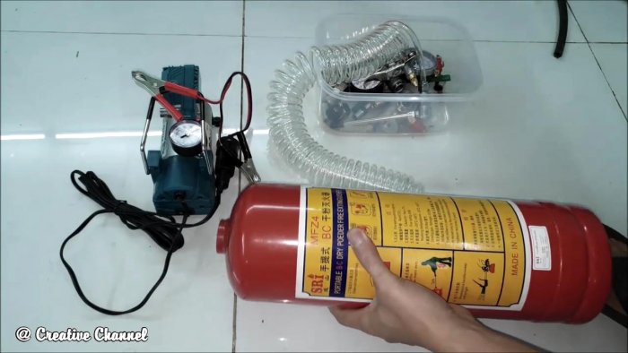 Как из огнетушителя сделать ресивер для компрессора 12 В