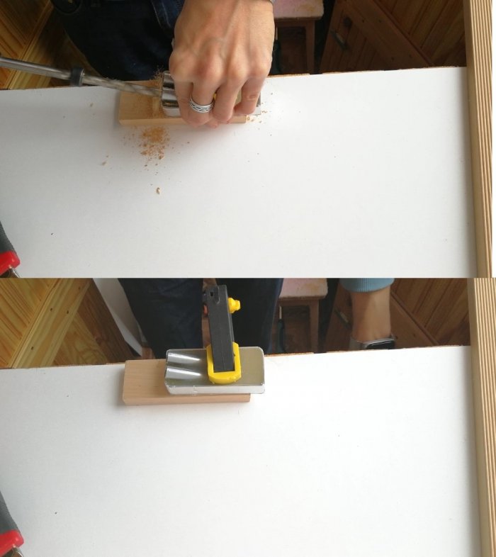 Самодельный кондуктор из термоклея для соединения на косой шуруп