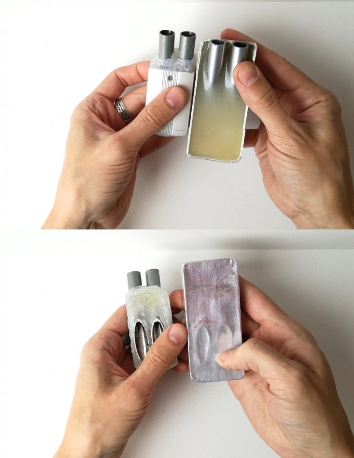 Самодельный кондуктор из термоклея для соединения на косой шуруп