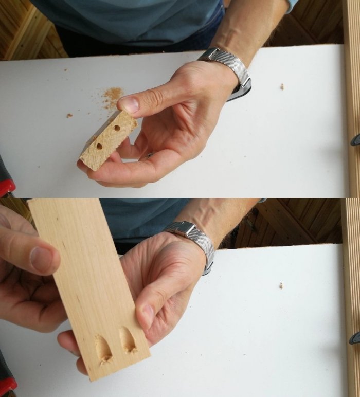 Самодельный кондуктор из термоклея для соединения на косой шуруп