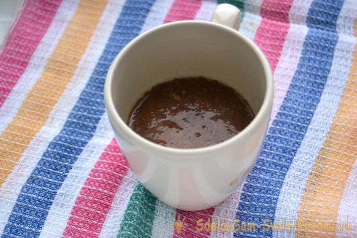 Шоколадный кекс с овсянкой в микроволновке в кружке за 5 минут