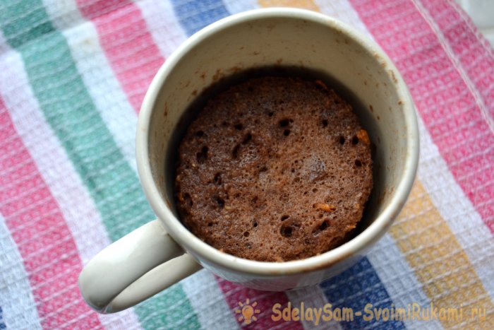 Шоколадный кекс с овсянкой в микроволновке в кружке за 5 минут