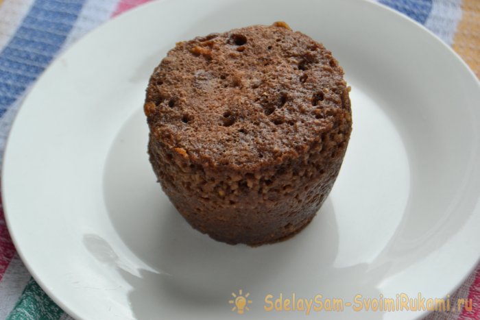 Шоколадный кекс с овсянкой в микроволновке в кружке за 5 минут