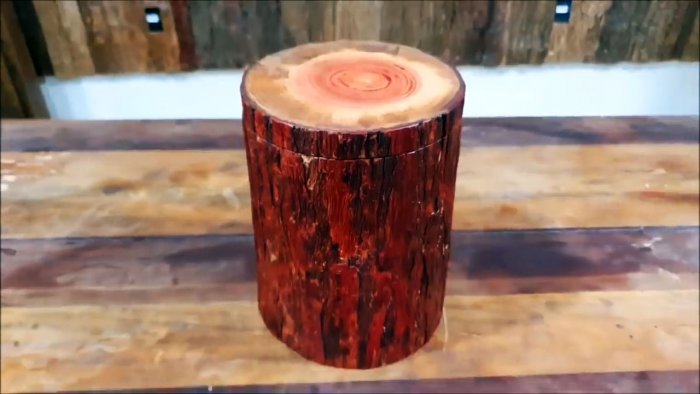 Как сделать шкатулку хлебницу из куска бревна