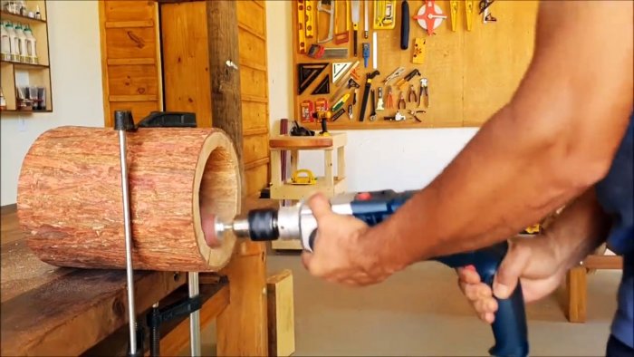 Как сделать шкатулку хлебницу из куска бревна
