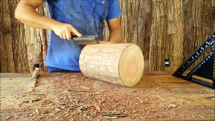 Как сделать шкатулку хлебницу из куска бревна