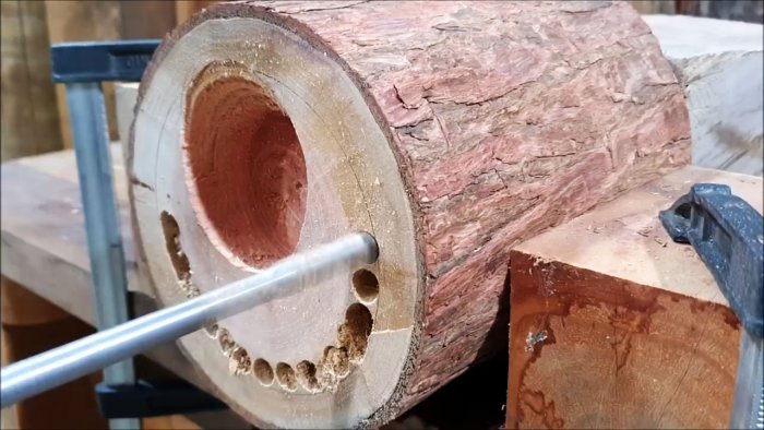 Как сделать шкатулку хлебницу из куска бревна