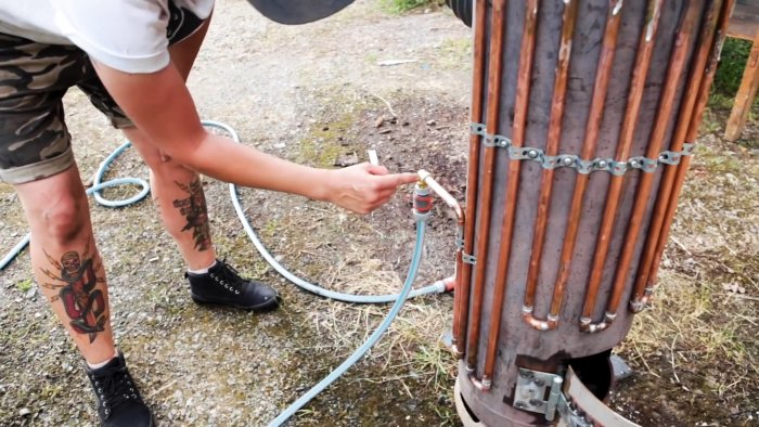 Как сделать проточный водонагреватель из газового баллона