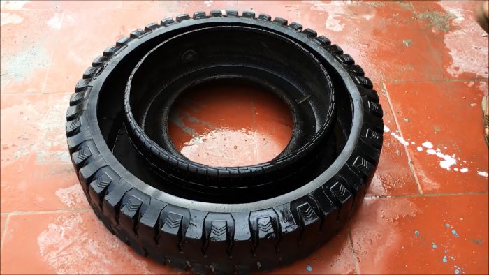 Как сделать трехъярусный садовый фонтанчик из старых покрышек