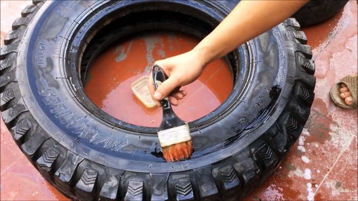 Как сделать трехъярусный садовый фонтанчик из старых покрышек