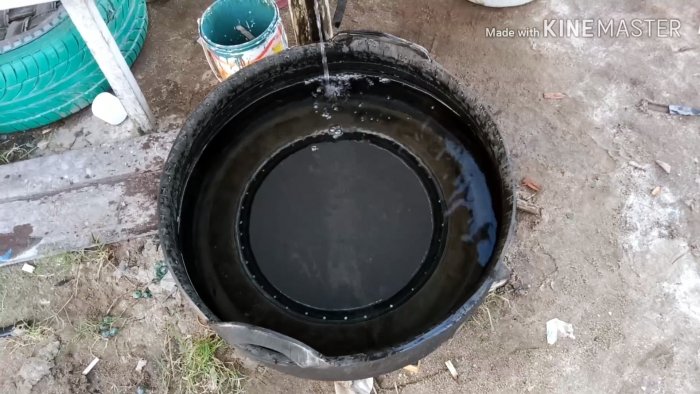 Как сделать резервуар для воды из старой покрышки