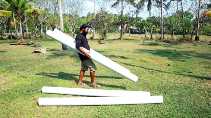 Как из ПВХ труб и двигателя триммера сделать лодку