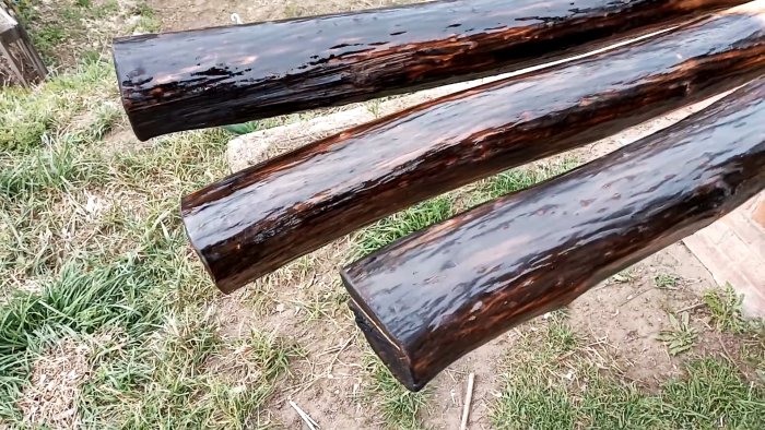 Защита деревянных столбов ПЭТ бутылками за копейки