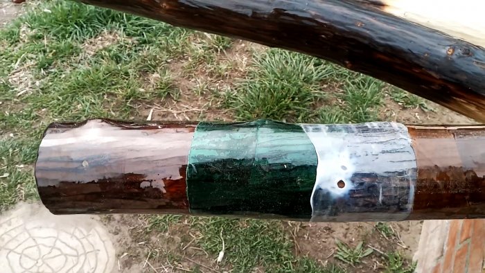 Защита деревянных столбов ПЭТ бутылками за копейки