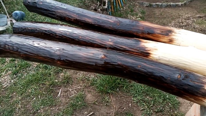 Защита деревянных столбов ПЭТ бутылками за копейки