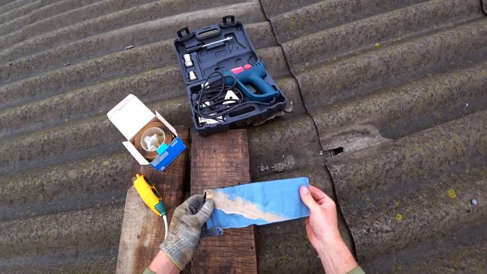 Как и чем быстро заделать пробоины в шифере чтобы потом не переделывать