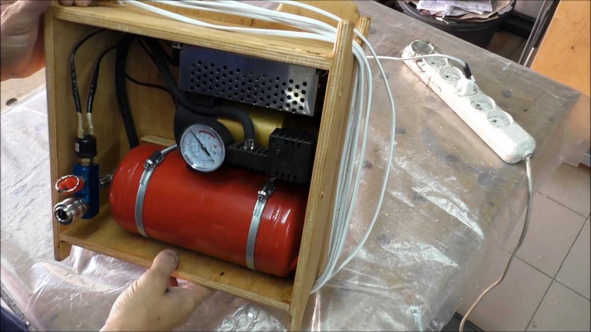 Собираем мини компрессор с ресивером из огнетушителя