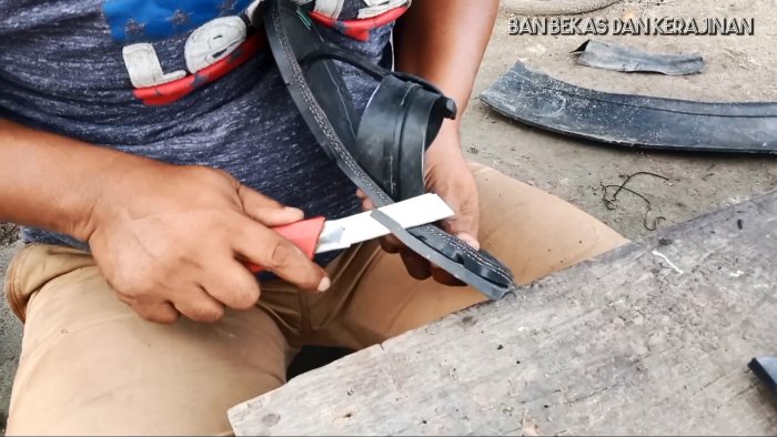 Как из старой покрышки сделать вечные шлепки