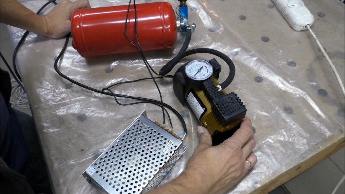 Собираем мини компрессор с ресивером из огнетушителя