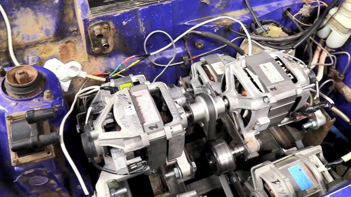 Электро ОКА на двигателях от стиралок и автомобильных аккумуляторах