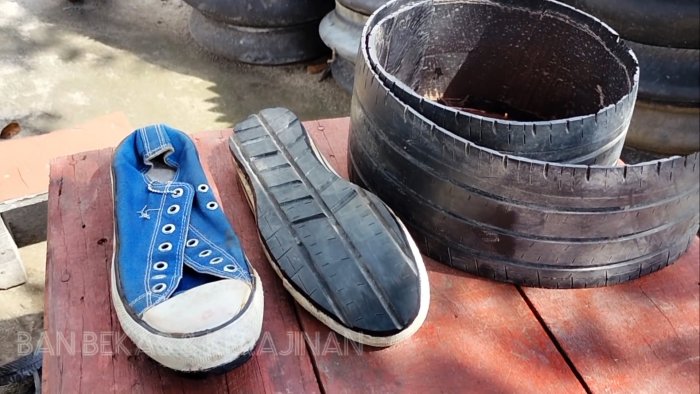 Ремонтируем прохудившуюся подошву автомобильной шиной