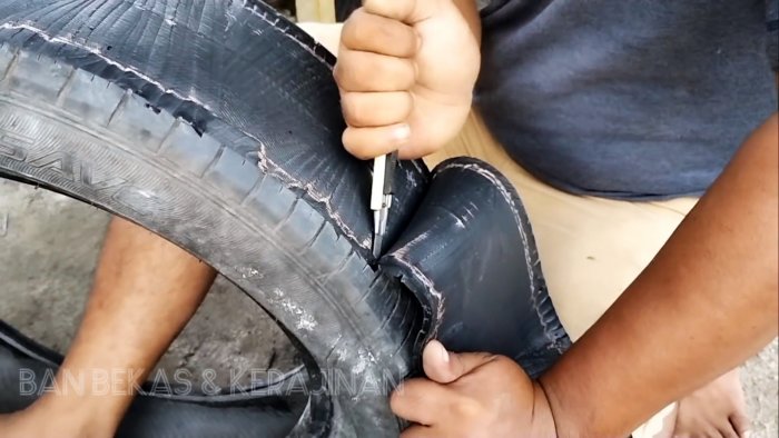 Ремонтируем прохудившуюся подошву автомобильной шиной