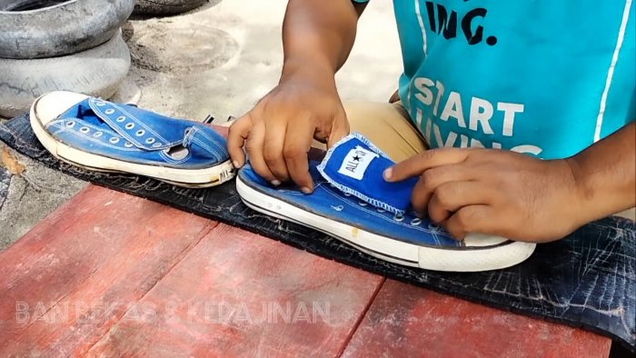 Ремонтируем прохудившуюся подошву автомобильной шиной