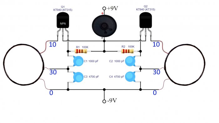 Как сделать металлоискатель Бабочка всего на 2-х транзисторах