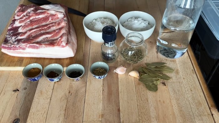 Ингредиенты для приготовления Лардо из сала